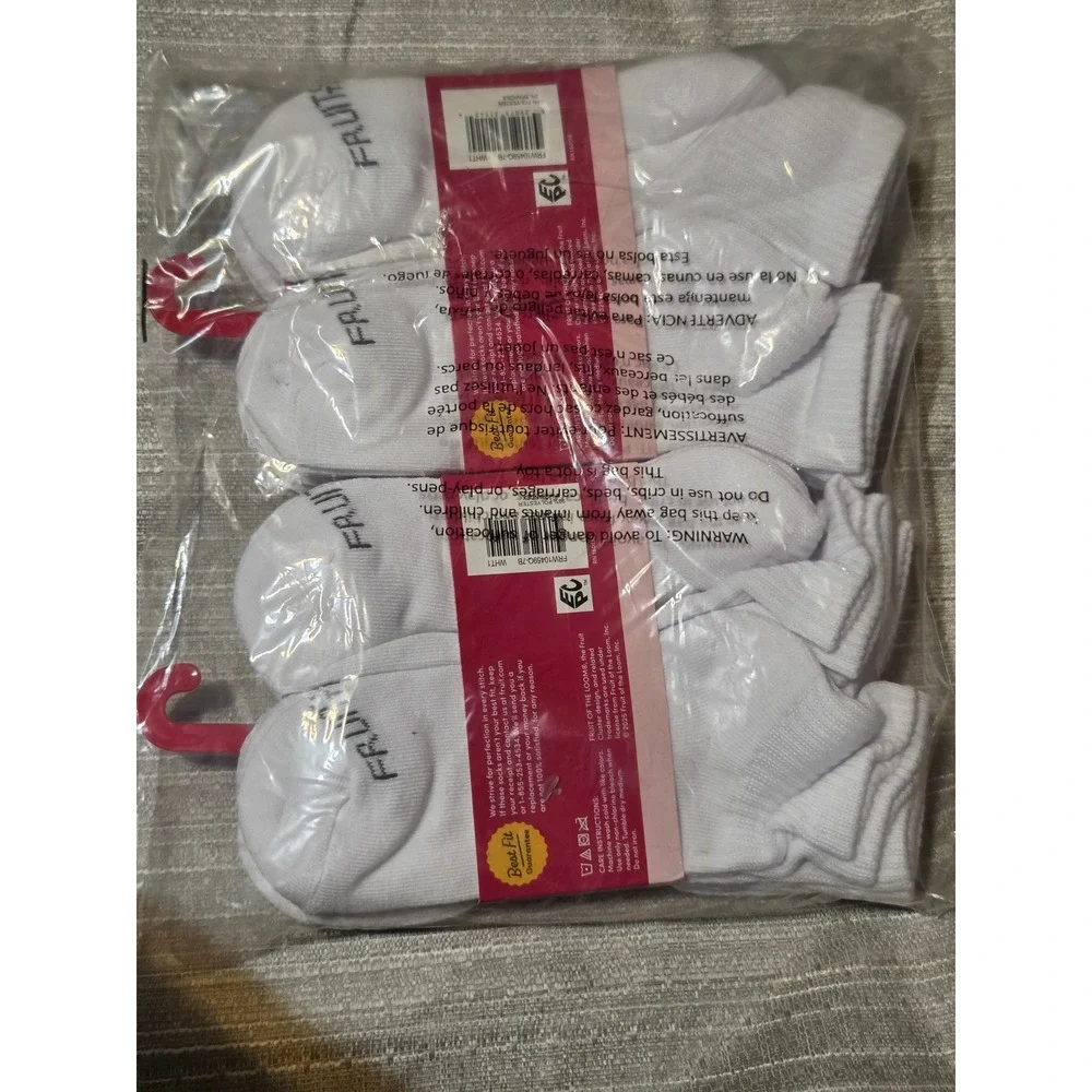 Fruit of the Loom All Day Comfort White Ankle Socks 14 Pairs Shoe Size 4-10 NEW